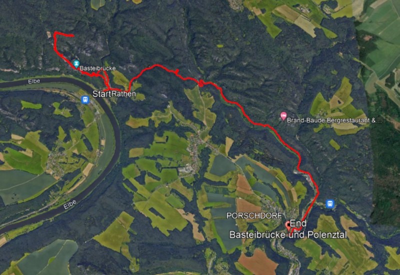 Strecke auf Google Earth