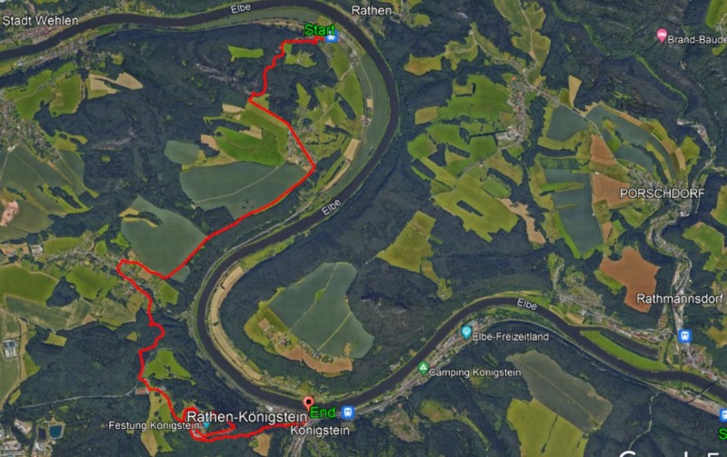 Strecke auf Google Earth